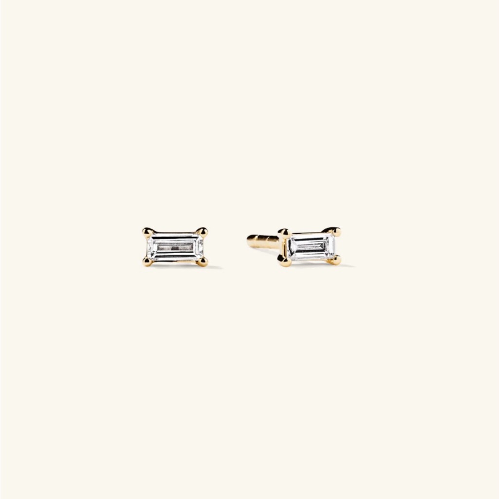 Mejuri Baguette Studs 14k Yellow Gold Natural Diamond 298$